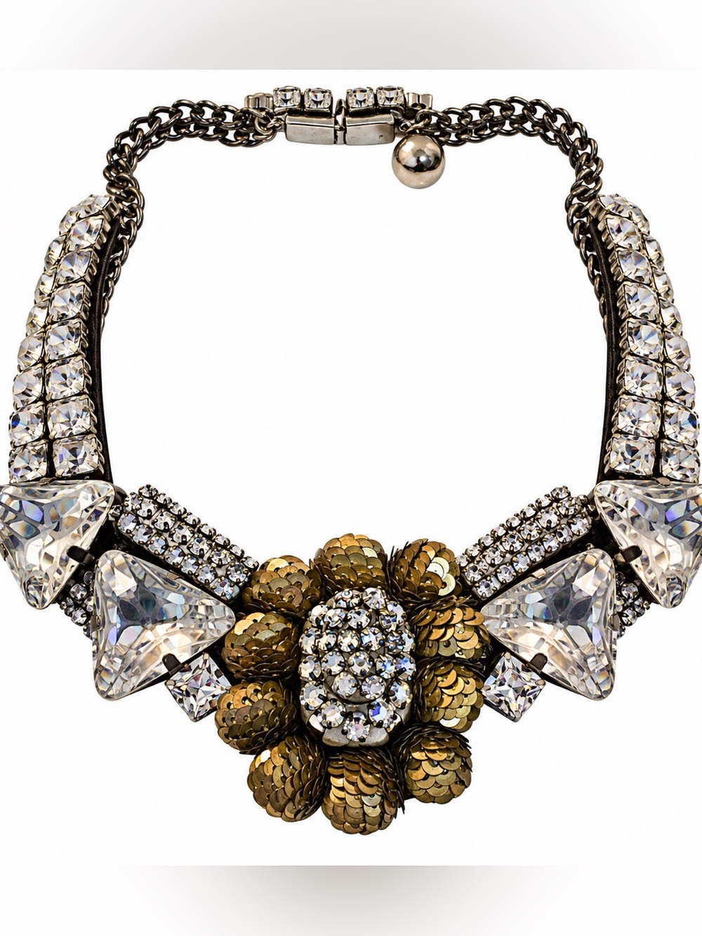 SHOUROUK Necklace Paris France Designer Signed Swarovski Crystals Statement